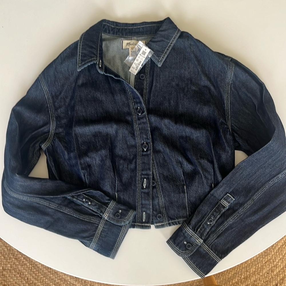 NWT Madewell Cropped Denim Button Up